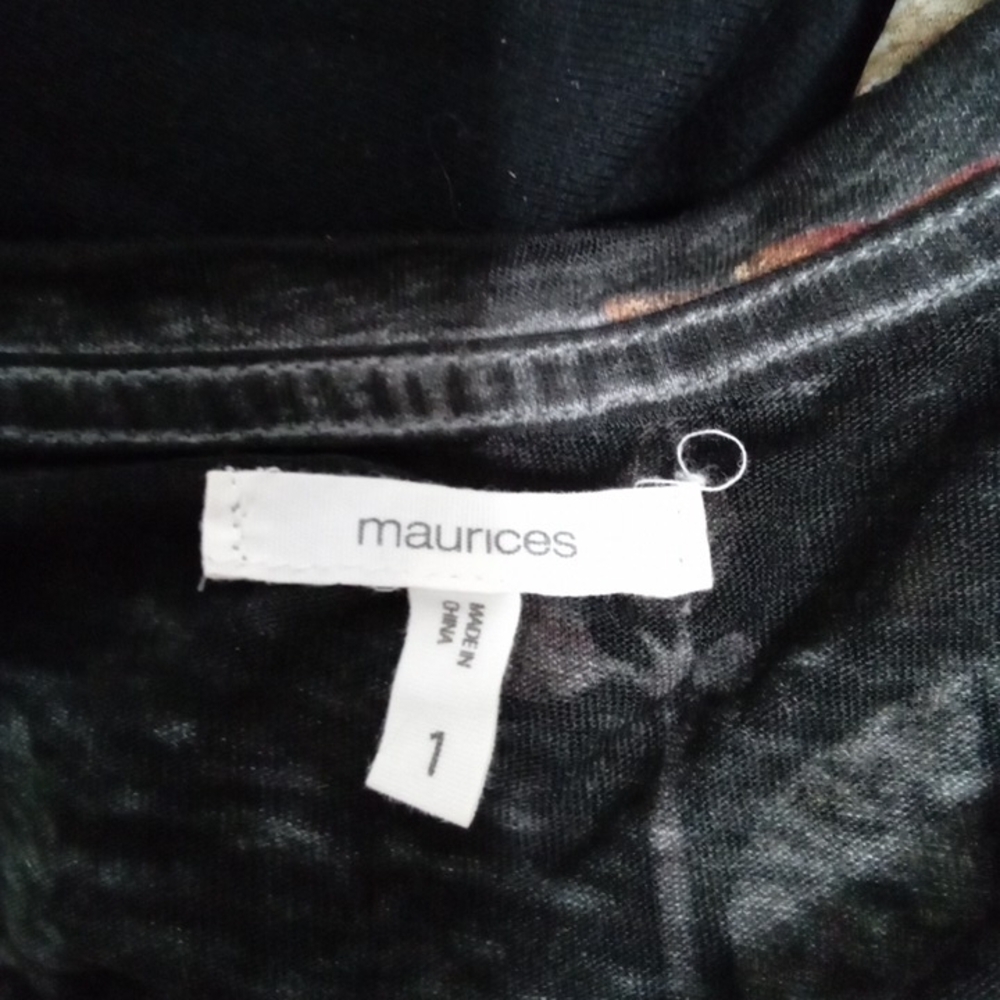 Maurices Black Short Sleeve 'Autumn' Graphic Tee with Floral Leaves - Picture 5 of 7